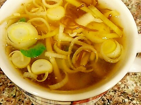 小松菜と生姜のキムチ風味スープ